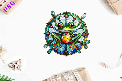 Stained Glass Frog Round Wind Spinner wind spinner template png