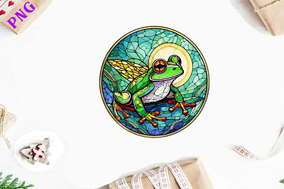 Stained Glass Frog Round Wind Spinner wind spinner design wind spinner template png