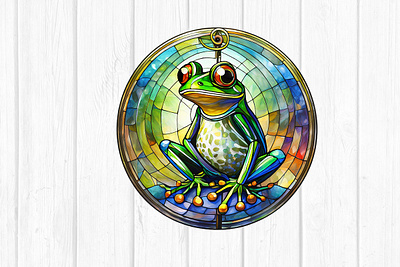 Cute Frog With Daisy Wind Spinner PNG wind spinner template png