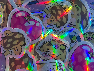 The Absurd Desert Rain Frog, golographic stickers 2d behance branding cartoon character character character design cute design emoji frog funny golographic mascot print printed stickers procreate sticker sticker design toad