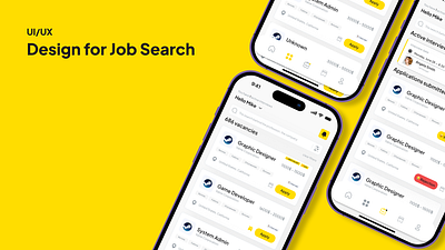 Job Search / Mobile App Design / UX UI app branding design design app graphic design illustration logo mobile typography ui ux vector