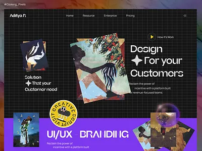 Landing page : hero sections ui concept ai animation b2b b2c branding customers hero section landing page ui ux