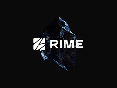 Rime 3d black branding gallery lettering logo meteorite monochrome stone