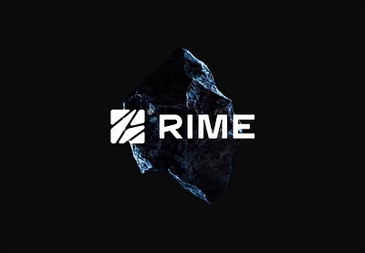 Rime 3d black branding gallery lettering logo meteorite monochrome stone