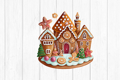 Christmas Gingerbread House Watercolor watercolor gingerbread man png