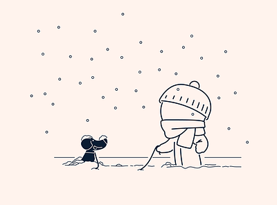 A walk in the snow cold dog freezing illustration line art minimalist simple snow vector walk weather winter