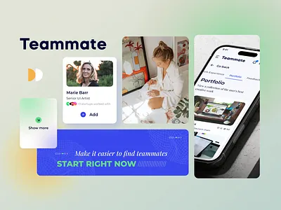 Teammate- Job Service Web App branding cards design graphic design logo ui ux web