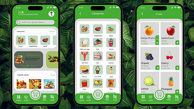 GROCERY FOOD APP 3d animation graphic design logo motion graphics ui