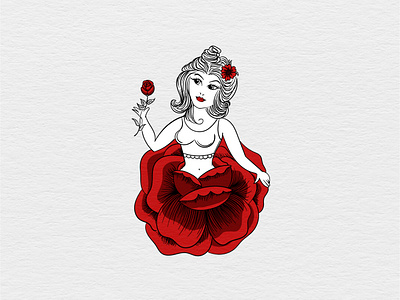 A beautiful girl with a bright Red Rose Costume branding colorful vector illustration design digital sketch hand drawn hand drawn vector art illustration illustration art illustration mockup illustrations illustrator line art lineart drawing rose girl drawing sketch to vector sketch to vector art tshirt design for women tshirt vector design vector illustration vectorart