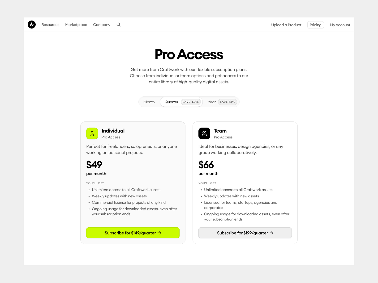 Craftwork Pricing by Craftwork Studio for Craftwork on Dribbble