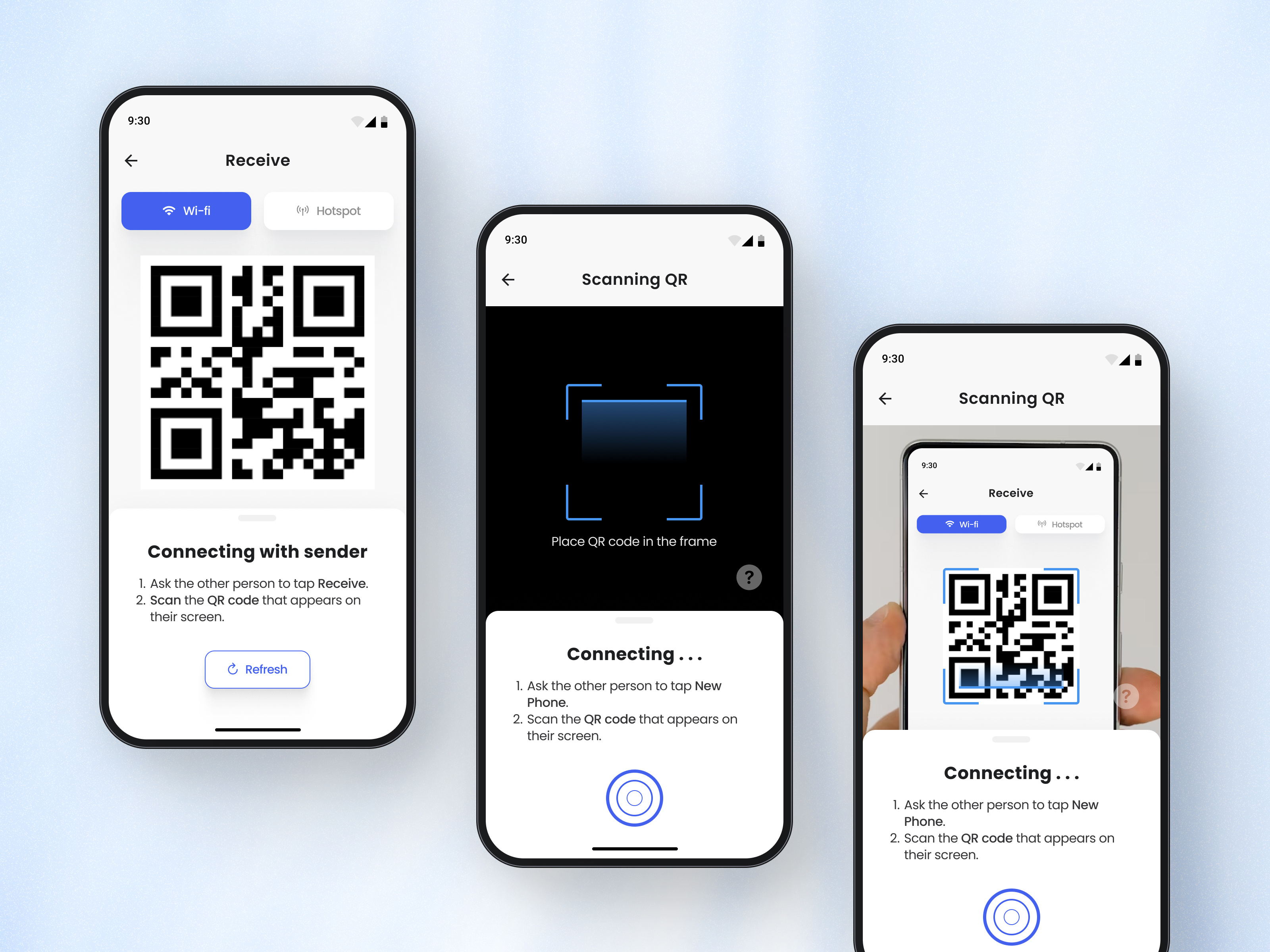 Smart Switch — Send and receive files app application blue data sharing data transfer file manager file sharing file transfer interface mobile app mobile app design mobile app designer mobile application product design purple ui ui design user experience user interface ux