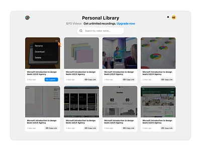 Dashboard for Video Recording App Made by Design Beats Agency animation dashboard design designbeats graphic design motion graphics ui video