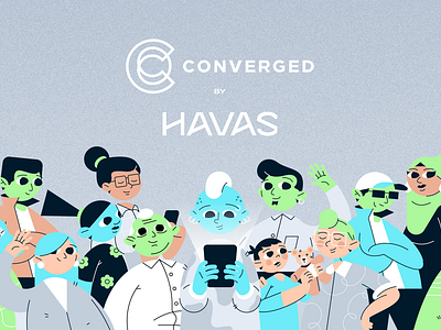 Converged by Havas adobe illustrator advertising animation character design character illustration characters commission company design freelance humans illustration job motion graphics people people first procreate sketching styleframes video