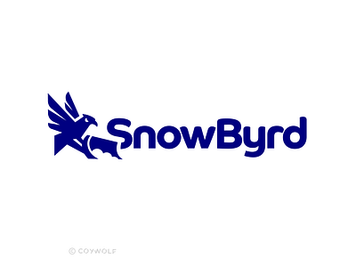 Snowbird Brandmark bird bluejay branding flight illustration lettering logo logo design logotype mascot snow snow plow wings winter wordmark