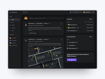 Talent Protocol Alpha MVP blockchain crypto dark mode defi feed product design social tokens talent tokens tokens user experience user interface web3