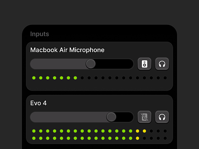 Audio mixing app audio dark mode ui widget