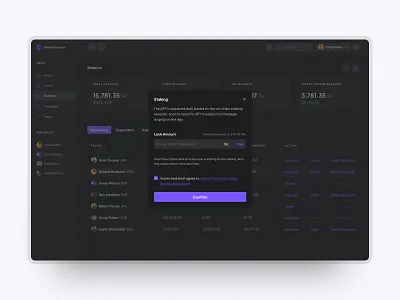 Talent Protocol Alpha MVP blockchain crypto dark mode defi modal product design social tokens staking user experience user interface web3