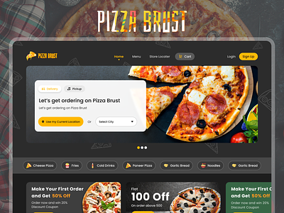 Pizza Delivery Webapp darkui pizzawebsite ui uidesign uiux uiux design webappdesign website webui webuidesign