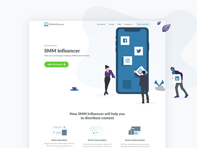 SMM Influencer - web platform illustration la landing ui web app web design