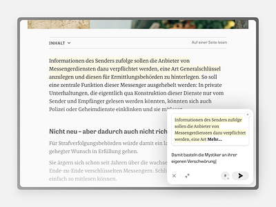 Floating Composer article comment composer floating highlight news quote reply ui ux