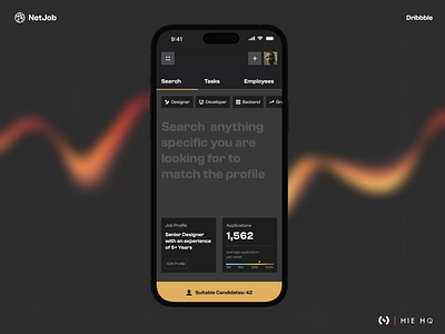 AI Application for HR ai artificial intelligence dark theme flat design hr human resource interview ios job finding meeting mobile mobile app search