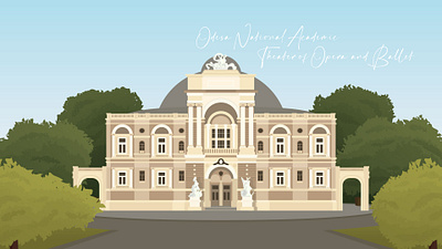 Odesa Architecture adobe illustrator architecture art artwork digital art graphic design home illustration odesa opera postcard poster theater ukraine vector
