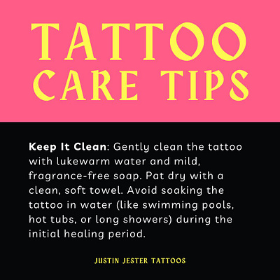 Tattoo Care Tips | Justin Jester artwork custom tattoos design jester artwork justin jester justin jester tattoos tattoo art tattoo care tips tattoos