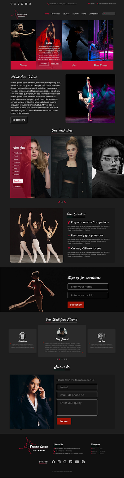 Website design for dance school design figma graphic design illustration landing page design logo ui uiux ux website design