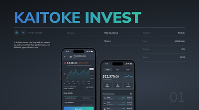 Kaitoke - investment application overview. banking app buy asset charts design thinking double diamond finance app finance application finance charts homepage investment app ios app mobile app native ios app sell asset ui uiux uiux design user centric approach user interface design ux