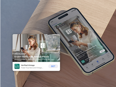 Verified Vintage - In-app events branding graphic design