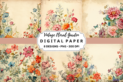 Vintage Floral Garden Backgrounds commercial use art