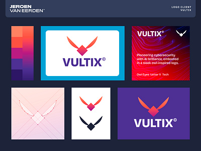 Vultix - Logo Design animal logo brand identity design branding creative logo cyber cyber security freelance logo designer jeroen van eerden logo logo design owl security visual identity design vultix