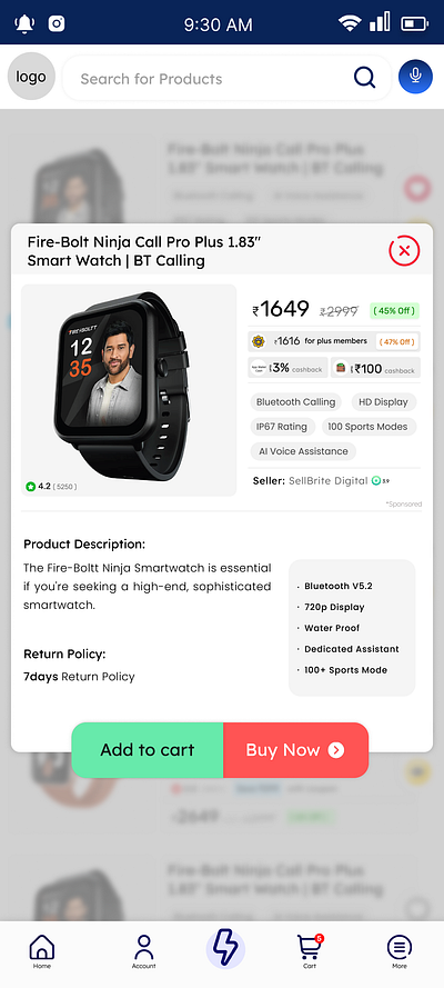eCommerce App quick search result Ui design ui