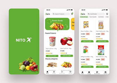 Grocery Shopping UI UX Mobile App for NITO design e commerce ui user research ux visual design