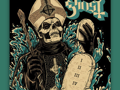 Ghost art band band art cover art design drawing ghost illustration papa emeritus