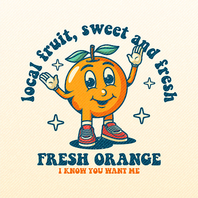 Orange Cartoon Characters animation branding cartoon fruit character fruit mascot graphic design logo mascot retro retro cartoon retro fruit cartoon retro logo mascot retro mascot retro style