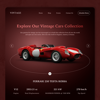 Vintage Cars Website design graphic design illustration minimal ui ux web website