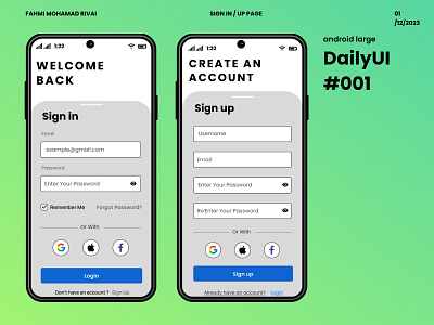 Sign in / up - DailyUI#001 app dailyui design ui