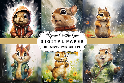 Chipmunk in the Rain Background tumbler wrap