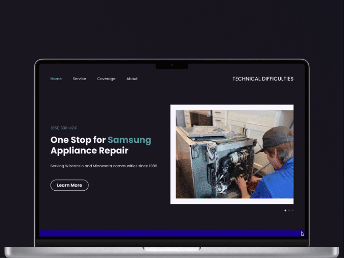 Home Appliance Repair Website Design animation branding business website design flat art freelance design freelance designer graphic design illustration logo modern motion graphics typography ui user interface ux vector web design website website design