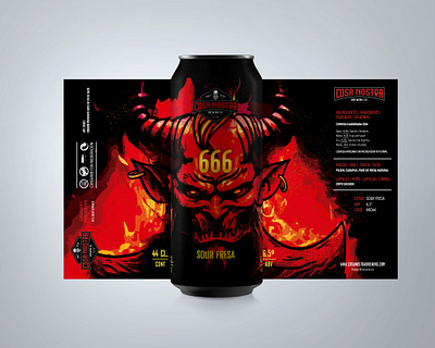 666 beer label beer branding cartoon demon design devil hell illustration label