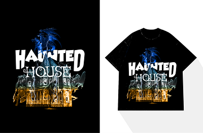 HAUNTED HOUSE TEE DESIG background design branding design graphic design haunted house house illustration logo motion graphics typography ui ux vector