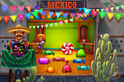 Bonus round animation for the Mexican themed slot game animation bonus animation bonus art bonus game bonus game animation bonus motion art bonus round bonus round animation digital art gambling gambling animation game art game design graphic design mexican slot mexican themed mexico motion graphics slot design slot machine