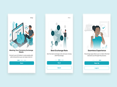 Pexchange -Fintech Mobile App 3 Onboarding Screens fintech mobile app onboarding ui user experience ux