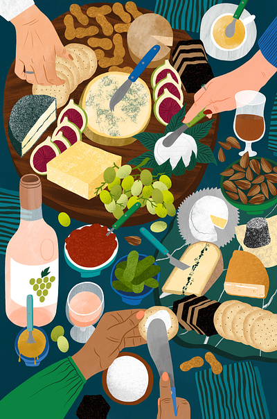 Cheese 2d bodil jane digital editorial folioart food illustration texture
