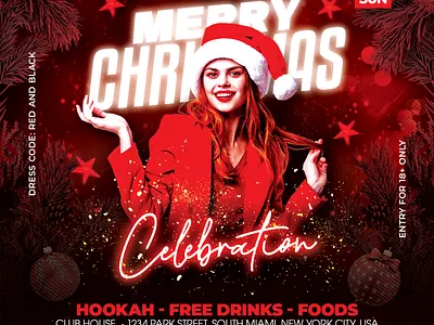 Christmas Flyer christmas christmas decor christmas eve christmas gift christmas party christmas tree club club flyer dj music flyer template holiday instagram merry christmas merry xmas new year nye 2023 party santa claus xmas xmas tree