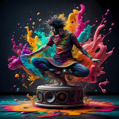 Dancing with Color on Beats 3d art graphic design poster splash