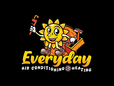 Everyday Air Conditioning & Heating White Background air conditioning character design cleaning construction cooling fire heating heatpumps hvac logo illustration logo design maintenance mascot modern plumbing repairing