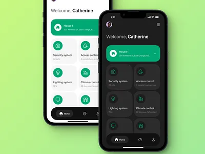 Smart home app management dashboard dark mode dashboard light mode smart home