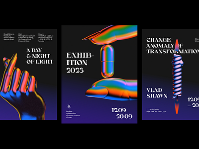 Posters for exhibition colors figma graphic design illustration marketing typography ui vector